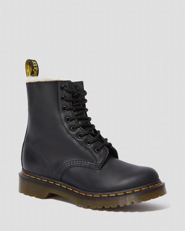 Dr Martens Dámské Zimni Boty Fur-lined 1460 Serena Wyoming Černé, CZ-017648